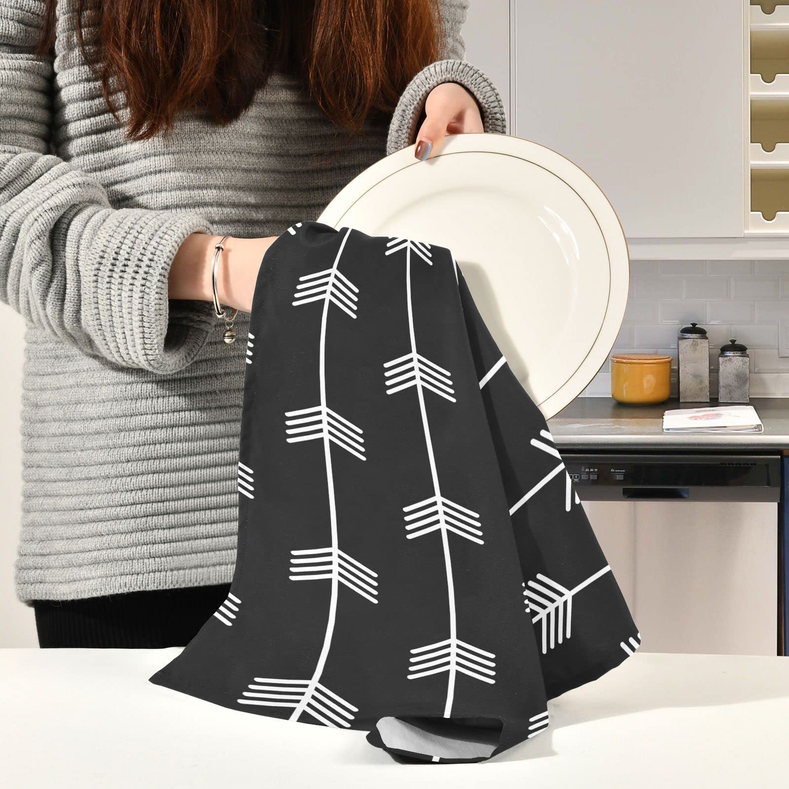 Arrows Print Kitchen Dish Towels Soft Tea Towel Set of 6 Absorbent Dishcloths Hand Towels for Drying Dish Cloths 28" x 18"