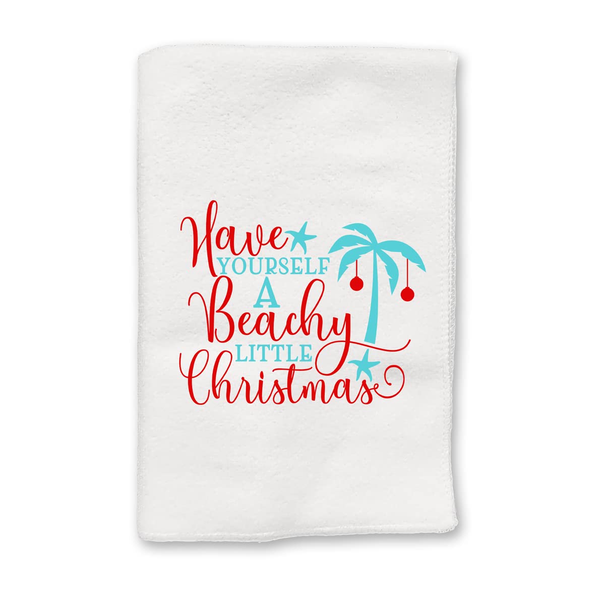 Christmas Decor | Decorative Kitchen and Bath Hand Towels | Beachy Little Christmas Beach | XMAS Winter Novelty | White Towel Home Holiday Decorations | Gift Present