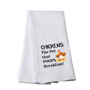 PWHAOO Funny Chicken Kitchen Towel Chicken The Pet That Poops Breakfast Kitchen Towel Breakfast Kitchen Towel (Chickens T)