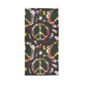 senya kitchen towels peace sign with flowers - kitchen dish towels - reusable cleaning cloths - polyester cotton towels(236na4a)