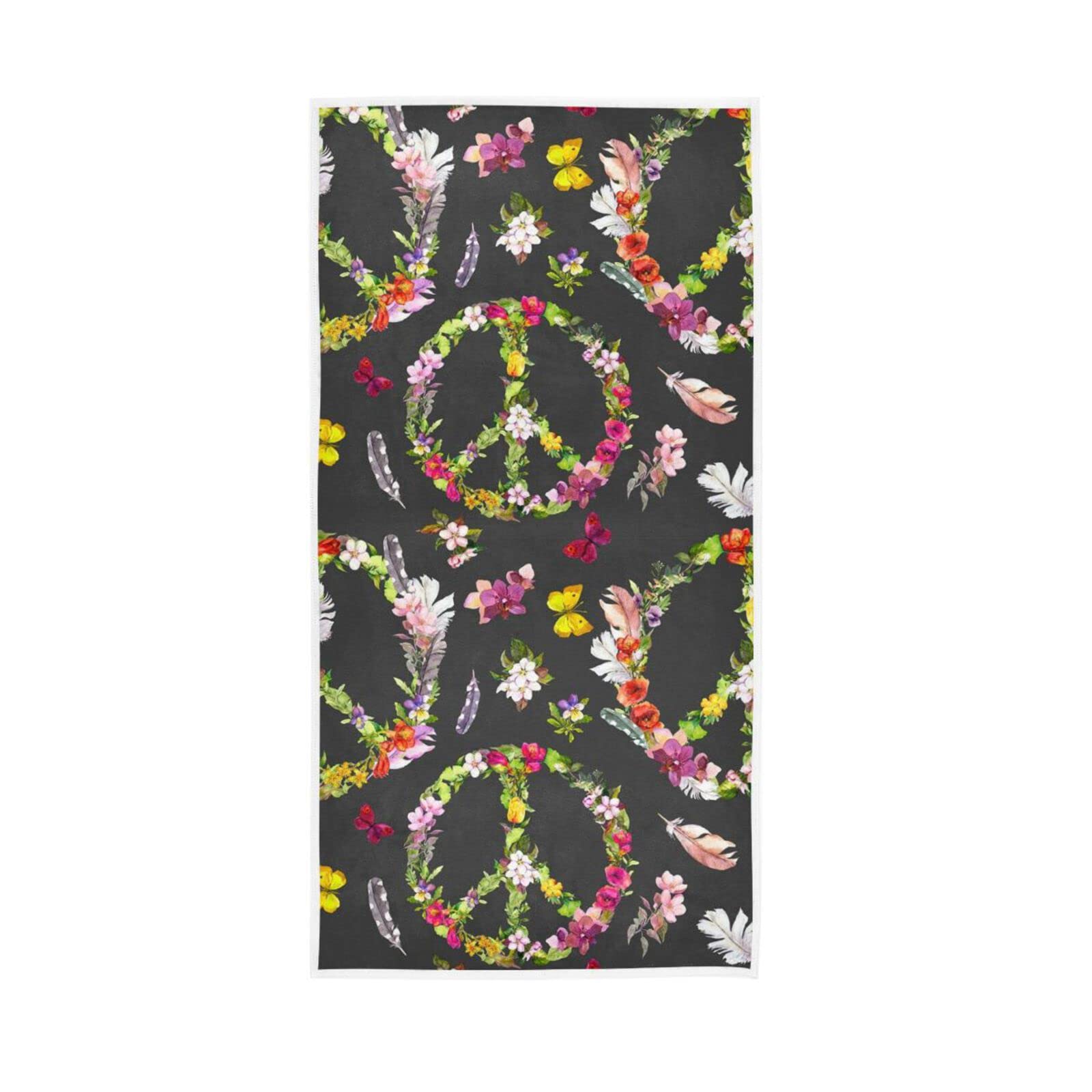 senya Kitchen Towels Peace Sign with Flowers - Kitchen Dish Towels - Reusable Cleaning Cloths - Polyester Cotton Towels(236na4a)