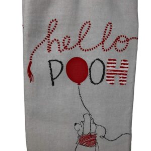 Best Brands Kitchen Towel 100% Cotton, 2pk-Soft and Absorbent Decorative Kitchen Towels - Grey with Red Balloons