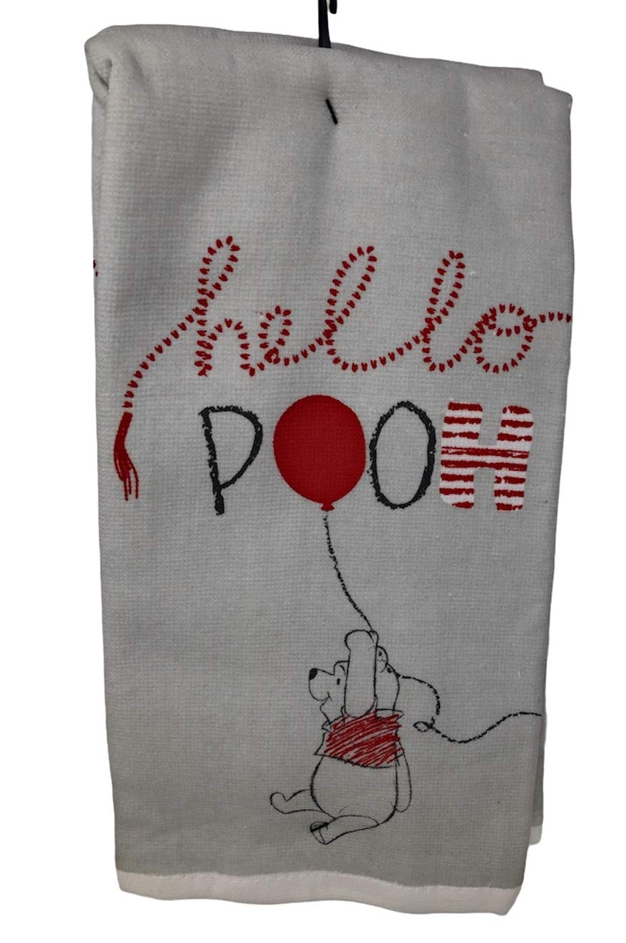 Best Brands Kitchen Towel 100% Cotton, 2pk-Soft and Absorbent Decorative Kitchen Towels - Grey with Red Balloons