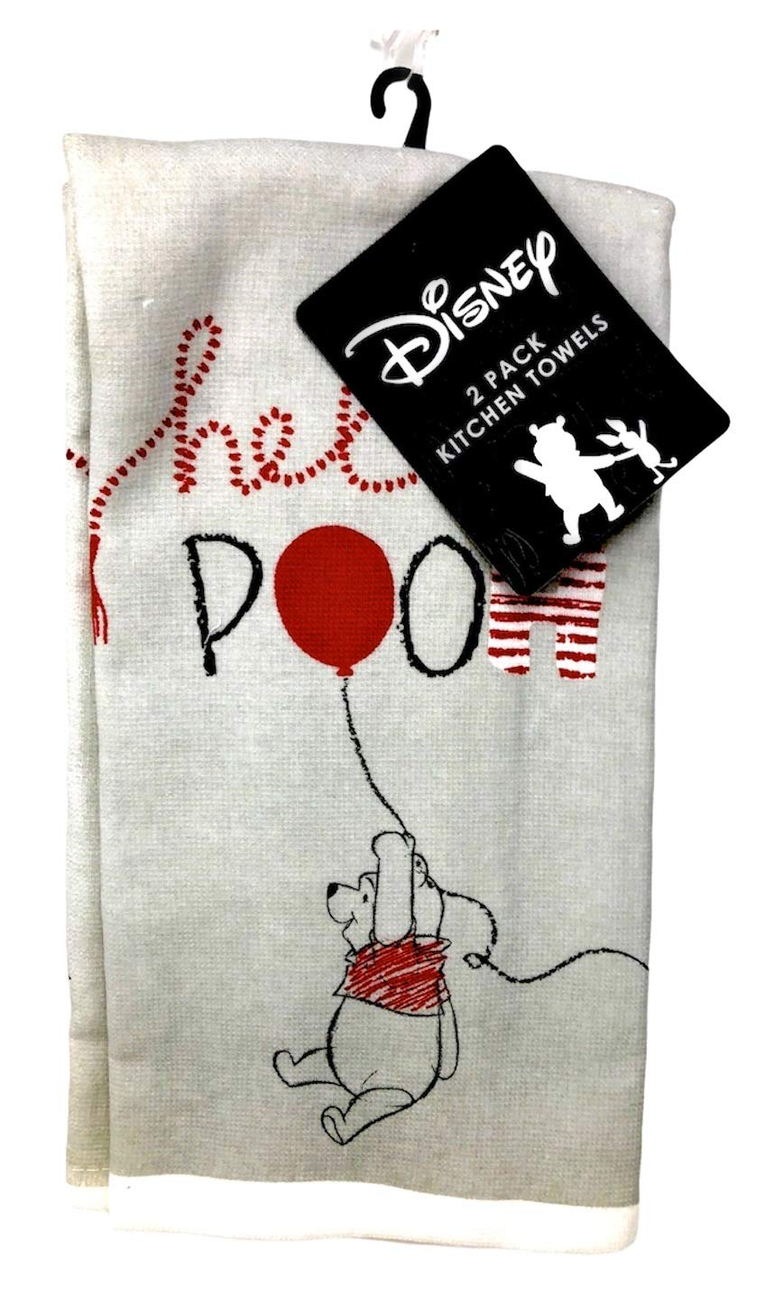 Best Brands Kitchen Towel 100% Cotton, 2pk-Soft and Absorbent Decorative Kitchen Towels - Grey with Red Balloons