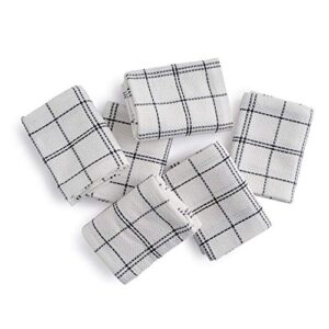 casa de lan 6 pack cotton kitchen cloth set - dish wipes for kitchen - matty checkered towels - tea towels for kitchen - hand cloths - 100% ring spun cotton - 20'' x 30'' - black