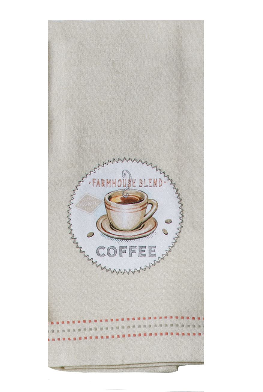 Kay Dee Designs Farmhouse Blend Coffee Cup 4 Piece Kitchen Linen Bundle, 2 Towels and 2 Grabber Mitts