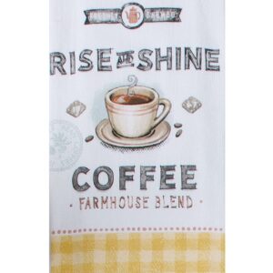 Kay Dee Designs Farmhouse Blend Coffee Cup 4 Piece Kitchen Linen Bundle, 2 Towels and 2 Grabber Mitts