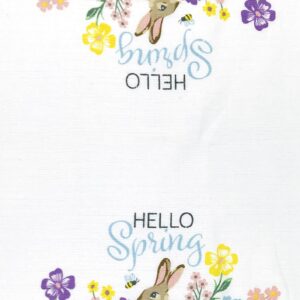Easter Spring Kitchen Dish Towels Pot Holder Oven Mitt Set, 5c: Blue Gingham Country Bunny in Spring Flowers (Country Blue)