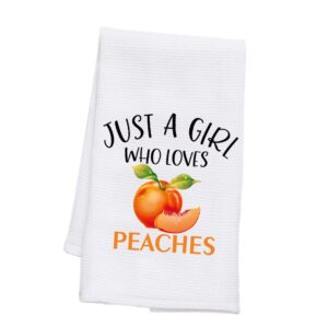 bdpwss peach kitchen towel peach lover gift just a girl who love peaches dish towel for fruit lover gift peach kitchen decor (girl love peaches tw)