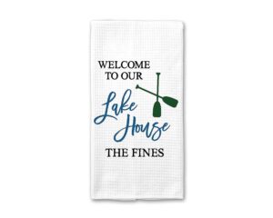personalized lake house kitchen towel | personalized lake house tea towel | family name | lake house hand towel | lake house gift | kitchen decor