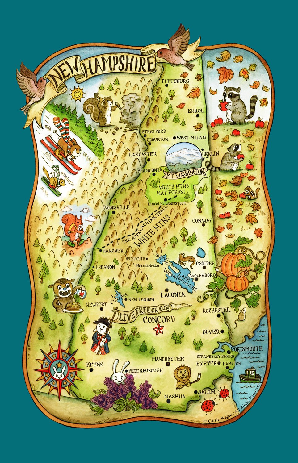 Kay Dee Designs F2158 Adventure Destinations Poster Style Tea Towel, New Hampshire