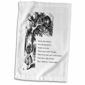 3d rose which road do i take cheshire cat alice in wonderland john tenniel twl_193782_1 towel, 15" x 22"