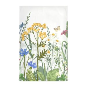 moudou herb wildflowers kitchen dish towel set of 4, soft absorbent hanging fast drying dishcloths tea bar towels, 18 x 28 inch