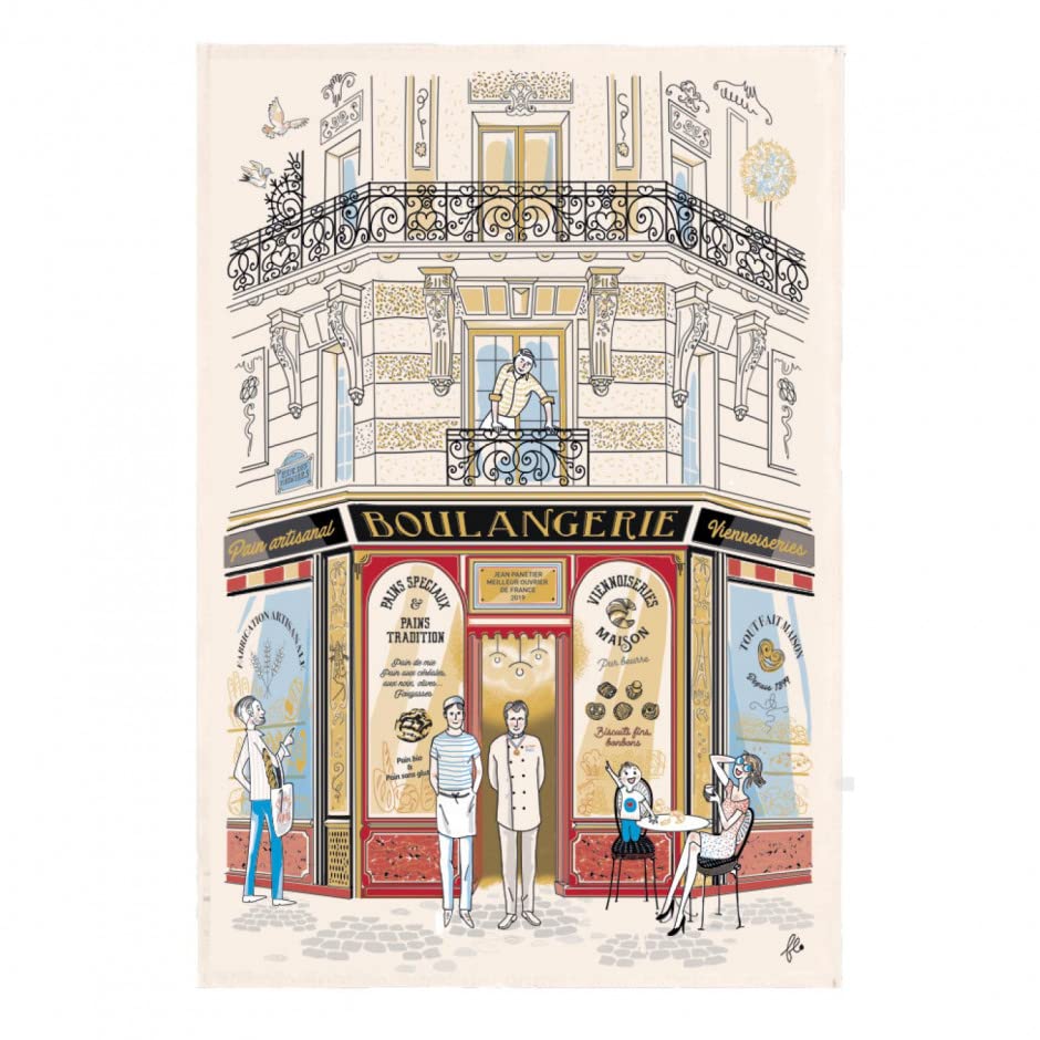 Torchons & Bouchons, Paris Boulangerie Façade (Paris Bread Store) Kitchen / Tea Towel, 100% Cotton 23.5'' x 32''