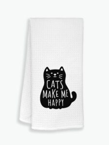 zjsyxxu funny black cat kitchen towels dishcloths,cats make me happy dish towels tea towels hand towels for kitchen,home girl room decor,gifts for cat lovers girls women