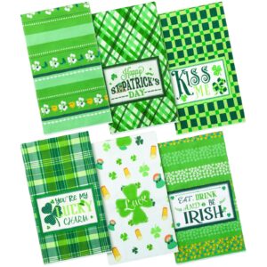 tudomro 6 pieces st patrick's day dish towels 27.6 x 17.7 inch shamrock clover green plaid kitchen hand dish towels happy st. patrick's day dish towels fabric wash cloth for home kitchen, 6 styles