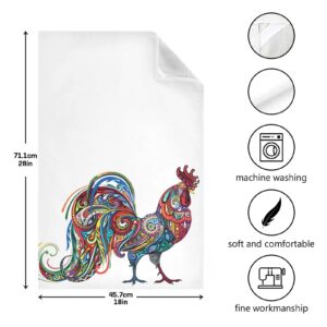 Exnundod Chicken Kitchen Dish Towel Set of 4, Ethnic Rooster Tea Towels Decorative 18x28in Reusable Thin Absorbent Microfiber Dishcloth for Drying Wiping Cleaning Decorative