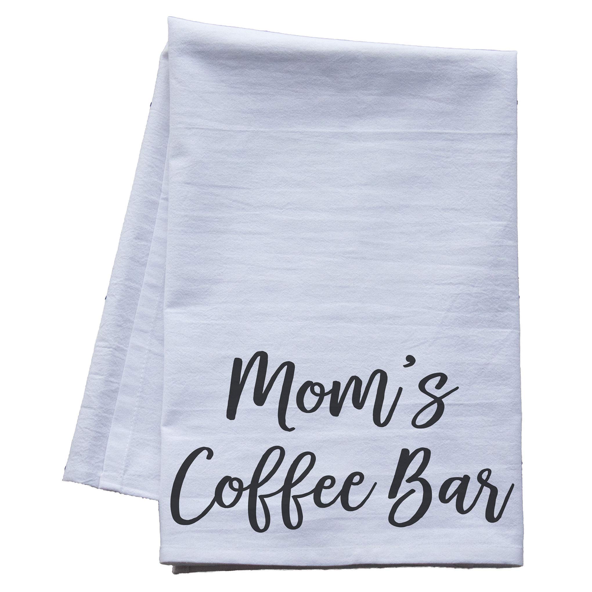 Moms Coffee Bar Kitchen Towel - Extra Large Premium Flour Sack Tea Towel, dish towel, Coffee themed gifts for Mother's Day - Made in the USA