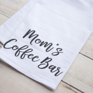 Moms Coffee Bar Kitchen Towel - Extra Large Premium Flour Sack Tea Towel, dish towel, Coffee themed gifts for Mother's Day - Made in the USA