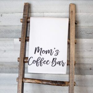 Moms Coffee Bar Kitchen Towel - Extra Large Premium Flour Sack Tea Towel, dish towel, Coffee themed gifts for Mother's Day - Made in the USA