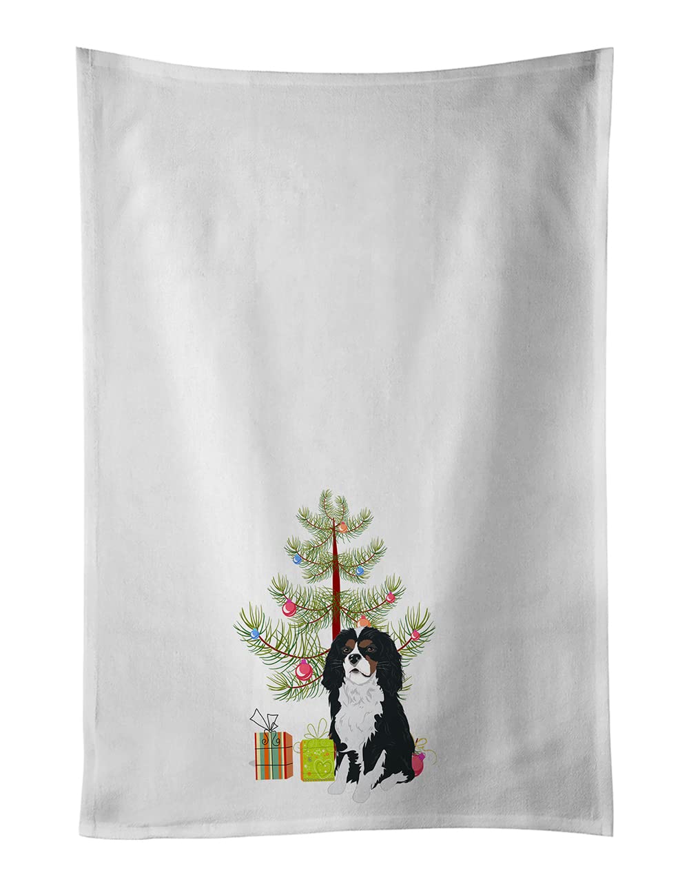 Caroline's Treasures WDK3079WTKT Cavalier King Charles Spaniel Tricolor #1 Christmas White Kitchen Towel Set of 2 Dish Towels Decorative Bathroom Hand towel for Hand, Face, Hair, Yoga, Tea, Dishcloth,