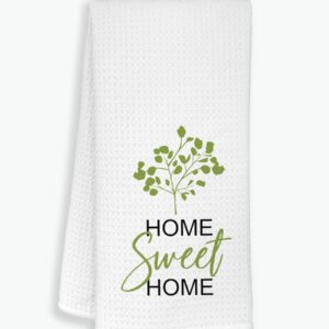 ZJSYXXU Home Kitchen Towels Dishcloths,Home Sweet Home Moringa Leaf Dish Towels Tea Towels Hand Towels for Kitchen,Housewarming Gifts for New House New Apartment Women Men(372)