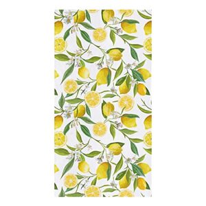 yun nist kitchen dish towels,spring yellow lemon green leaves soft microfiber dish cloths reusable hand towels,farm fruit floral leaf watercolor washable tea towel for dishes counters 1 pack