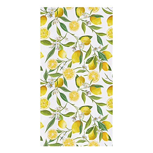 Yun Nist Kitchen Dish Towels,Spring Yellow Lemon Green Leaves Soft Microfiber Dish Cloths Reusable Hand Towels,Farm Fruit Floral Leaf Watercolor Washable Tea Towel for Dishes Counters 1 Pack