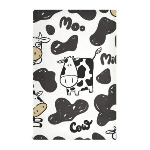 SLHKPNS Milk Cow Cartoon Kitchen Dish Towel Set of 1, Kawaii Moo Childish 18x28in Absorbent Dishcloth Reusable Cleaning Cloths for Household Use