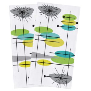 kid99inner kitchen towels mid century modern absorbent tea towel soft hand dish towel lotus modern abstract reusable washable cleaning cloth for bathroom bar for everyday cooking, 2pc18x28in