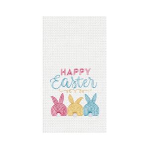 c&f home bunny bum kitchen towel white easter 18" x 27" embroidered waffle weave machine washable decor decoration 18" x 27" white