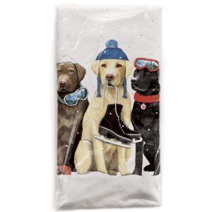 mary lake-thompson winter dog friends flour sack dish towel