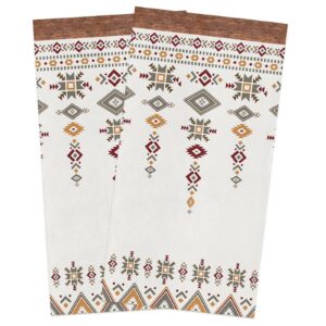 amzricher 2 pack kitchen towels with hanging loop super absorbent soft dish towels for kitchen southwest tea hand towels drying cleaning home decor boho native american tribal geometric