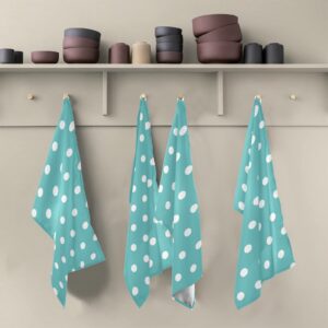 Kigai Kitchen Dish Towels Polka Dot Turquoise Soft Tea Towel Set of 6 Absorbent Dishcloths Hand Towels for Dish Clean Cloth 28" x 18"