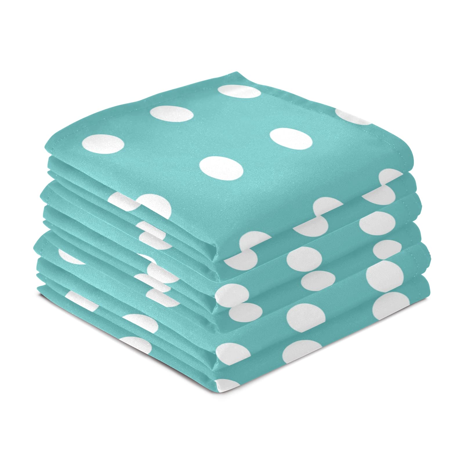 Kigai Kitchen Dish Towels Polka Dot Turquoise Soft Tea Towel Set of 6 Absorbent Dishcloths Hand Towels for Dish Clean Cloth 28" x 18"