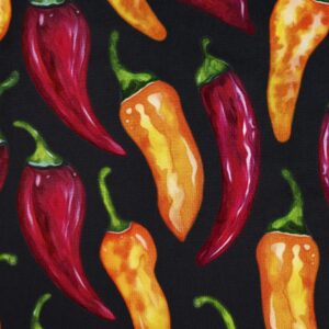 Chili Pepper Print Hand Towel - Kitchen Towel - Bathroom Hand Towel - Cotton Terry Cloth - 15"x25"