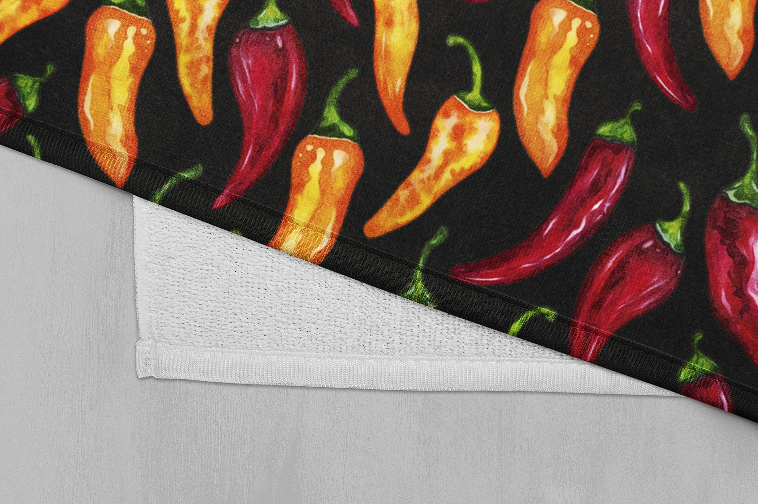 Chili Pepper Print Hand Towel - Kitchen Towel - Bathroom Hand Towel - Cotton Terry Cloth - 15"x25"