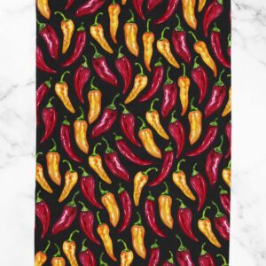 Chili Pepper Print Hand Towel - Kitchen Towel - Bathroom Hand Towel - Cotton Terry Cloth - 15"x25"