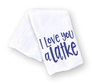 funny jewish holiday kitchen towel, i love you a latke hanukkah and shabbat jewish holiday gift for housewarming or hostess, handmade dish towel (i love you a latke)