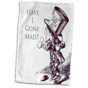 3d rose hatter have i gone mad alice in wonderland hand/sports towel, 15 x 22