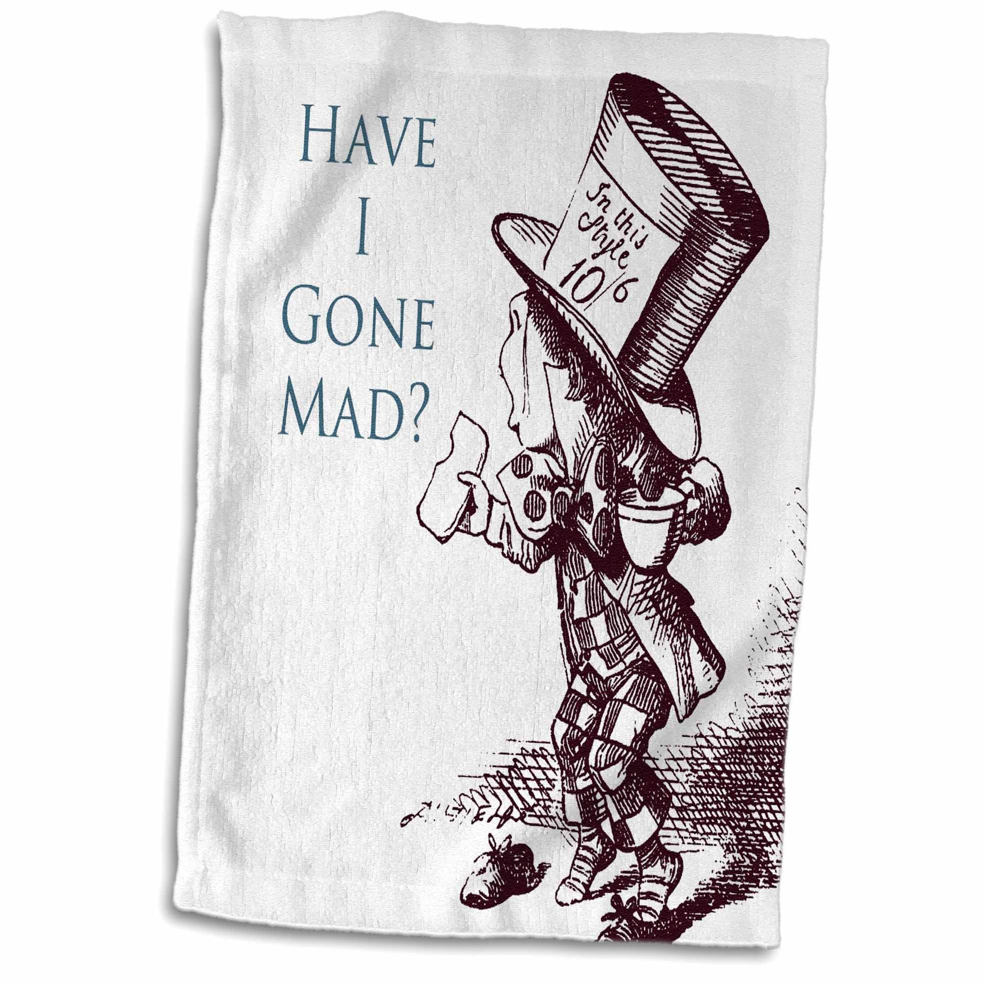 3D Rose Hatter Have I Gone Mad Alice in Wonderland Hand/Sports Towel, 15 x 22