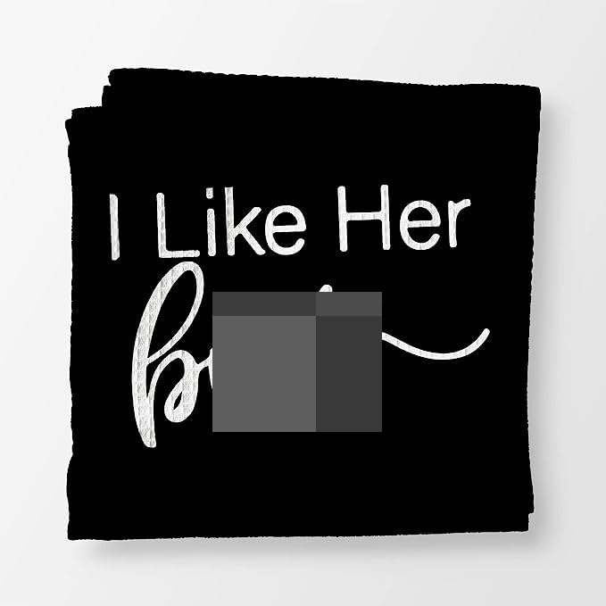 Voatok I Like His Beard I Like Her Bxxt Minimalist Black Bath Towel, Couples Gifts Set of 2 Decorative Towels,Funny Gifts for Husband Wife Boyfriend Girlfriend Newlyweds