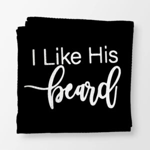 Voatok I Like His Beard I Like Her Bxxt Minimalist Black Bath Towel, Couples Gifts Set of 2 Decorative Towels,Funny Gifts for Husband Wife Boyfriend Girlfriend Newlyweds