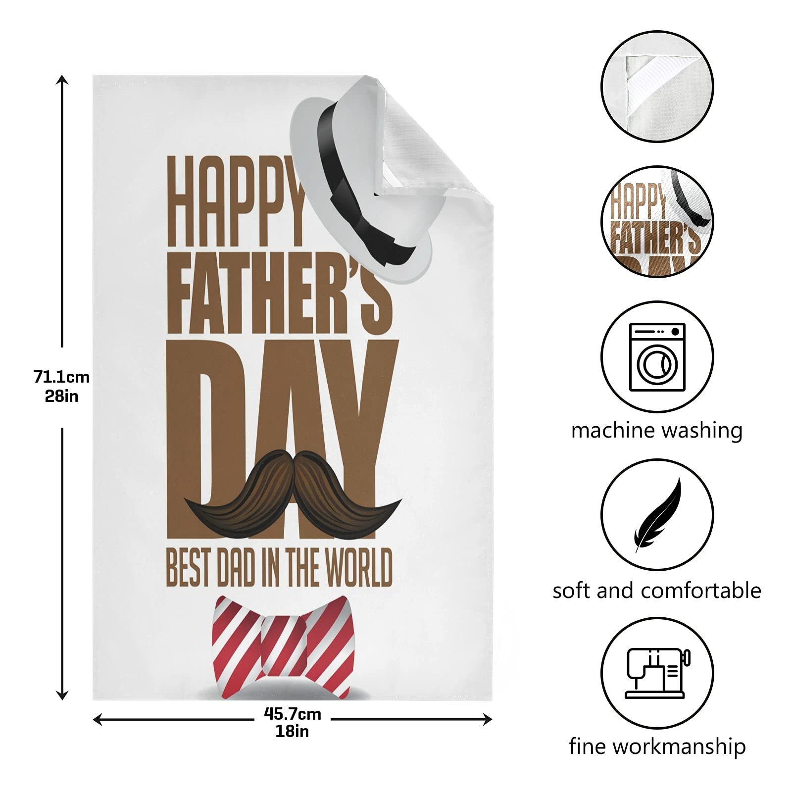 ALAZA Happy Fathers Day Mustache Decorative Kitchen Dish Towels Set of 4,Soft and Absorbent Kitchen Hand Towels Home Cleaning Towels Dishcloths,18 x 28 Inch