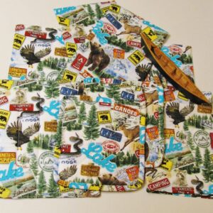Mountain Adventures Tea Towels (Set of 2) Made in the USA Wildlife Outdoor Theme Cabin RV Print