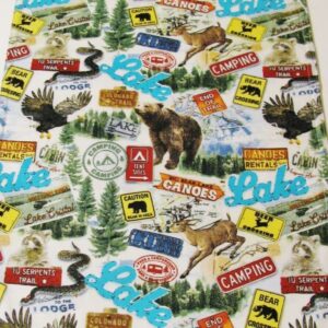 Mountain Adventures Tea Towels (Set of 2) Made in the USA Wildlife Outdoor Theme Cabin RV Print