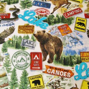 Mountain Adventures Tea Towels (Set of 2) Made in the USA Wildlife Outdoor Theme Cabin RV Print