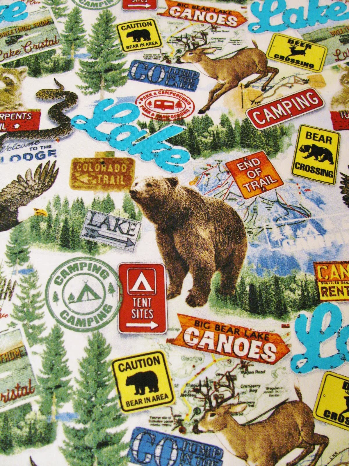 Mountain Adventures Tea Towels (Set of 2) Made in the USA Wildlife Outdoor Theme Cabin RV Print