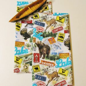 Mountain Adventures Tea Towels (Set of 2) Made in the USA Wildlife Outdoor Theme Cabin RV Print