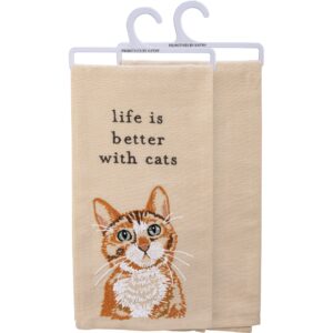 primitives by kathy 113046 kitchen towel life is better with cats